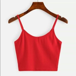 Shein Red Ribbed Crop Top Size Large